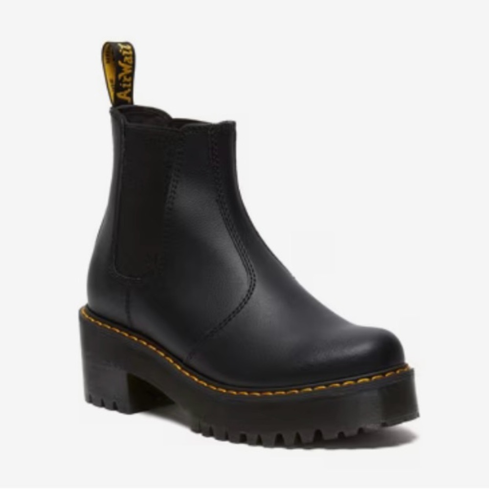 Dr. Martens Black laceless Ankle Boots with original Yellow Stitching/mini heel - Picture 9 of 9